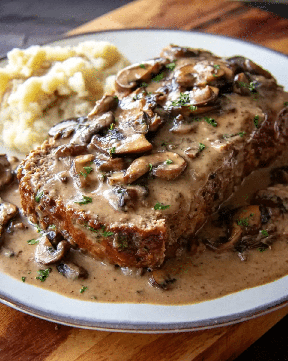Mushroom-Glazed Herb Meatloaf