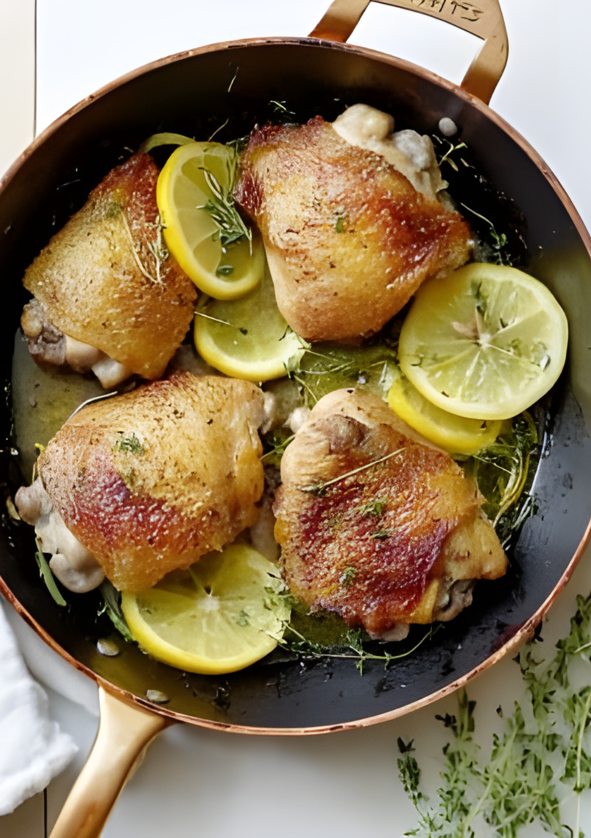 Pan-Seared Chicken Thighs with Fresh Herbs and Lemon
