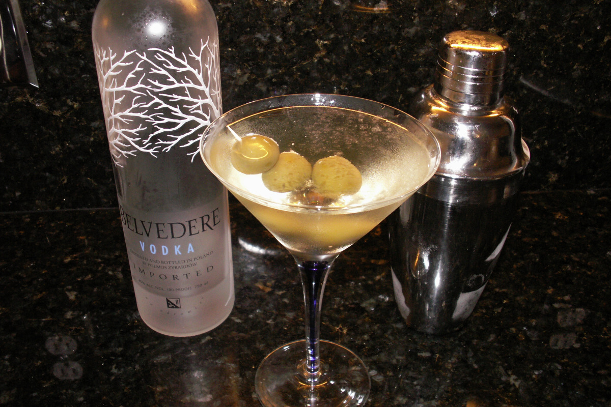 Vodka Dirty Martini with Brine-Infused Olives