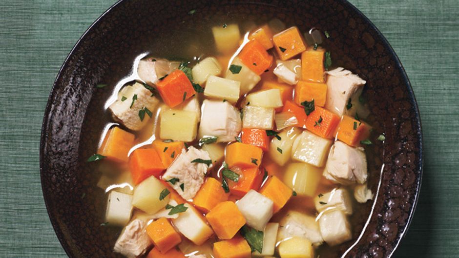 Bone Broth-Based Chicken Soup with Root Vegetables