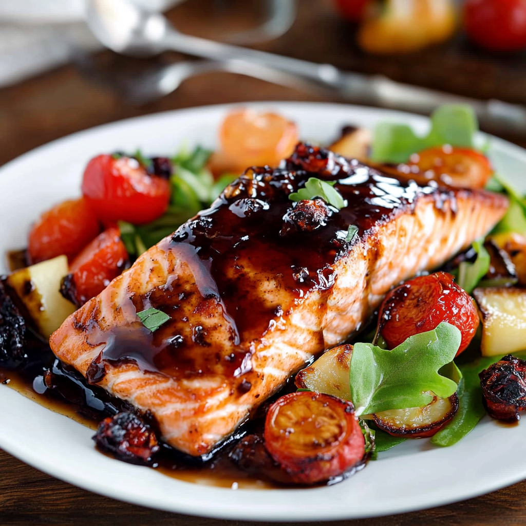 Turmeric-Ginger Glazed Salmon with Roasted Vegetables