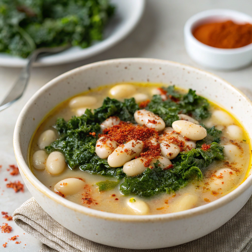 Slow-Simmered White Bean and Kale Soup with Smoked Paprika