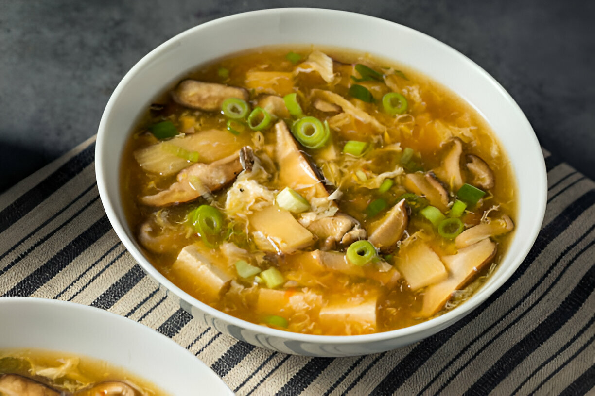 Sichuan Hot and Sour Soup with Tofu and Mushrooms