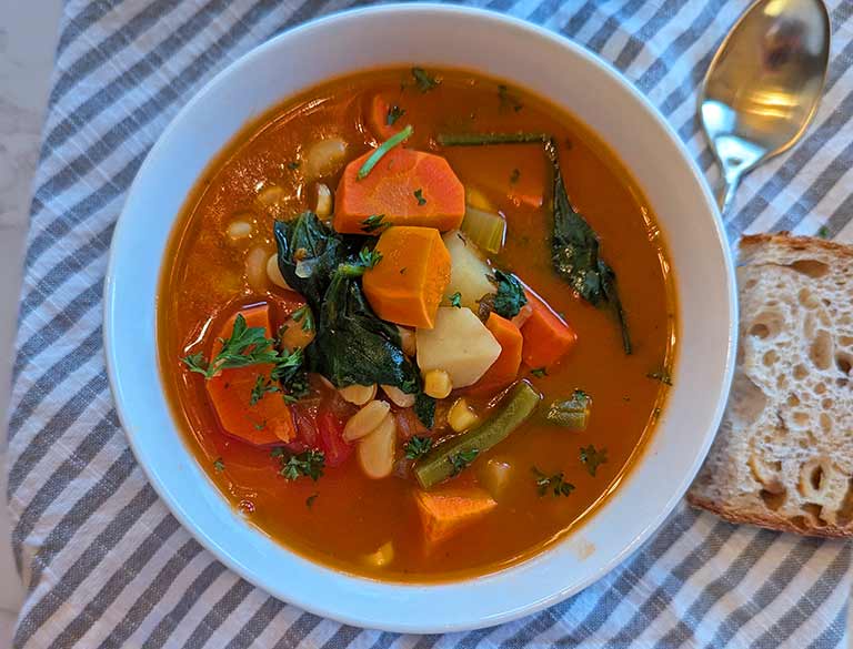 Miso-Infused Tomato Soup with White Beans