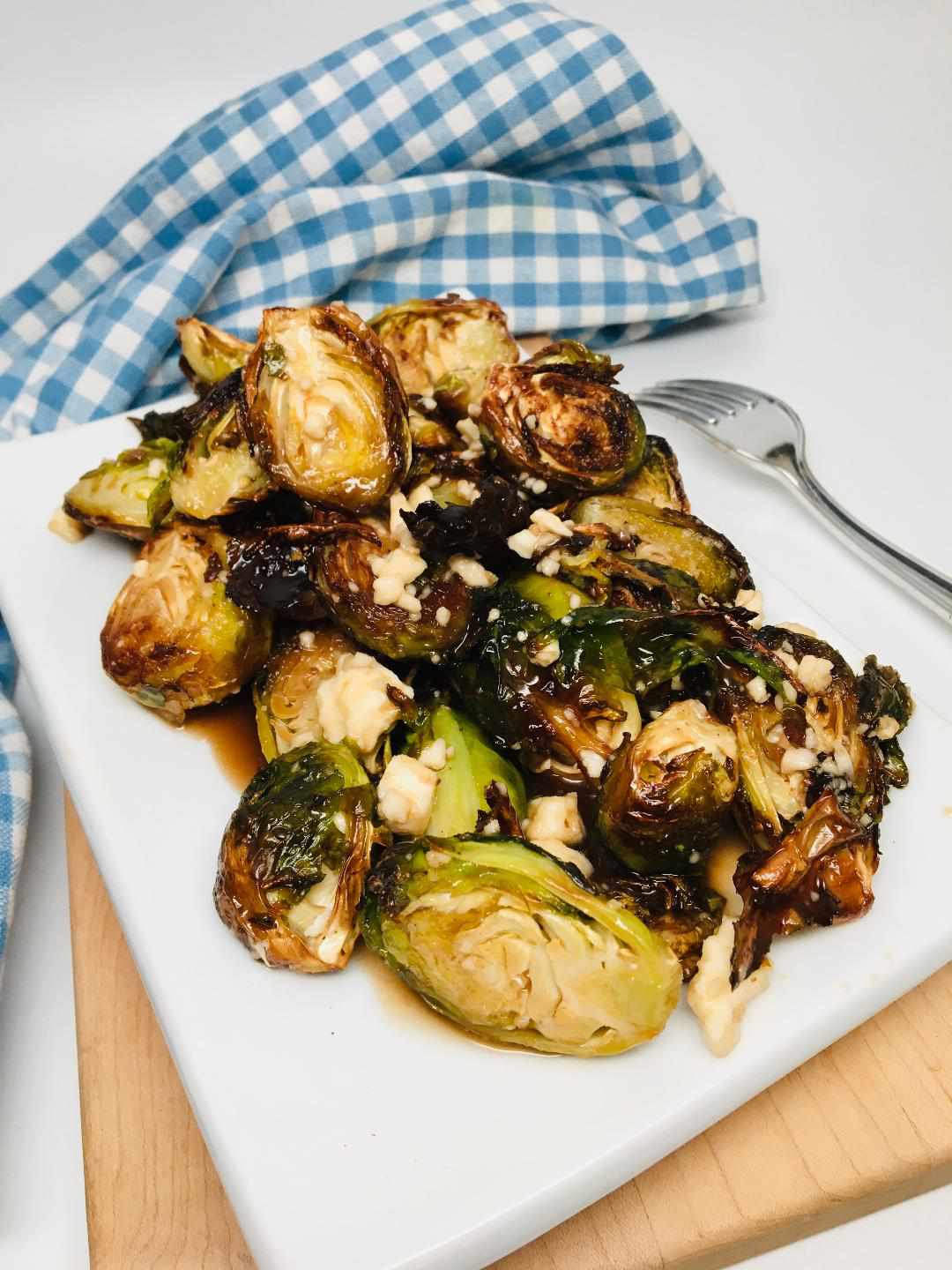 Air-Fried Brussels Sprouts with Balsamic Reduction