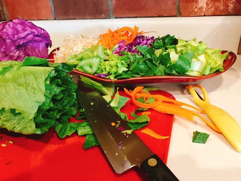 Rainbow Thai Chicken Salad with Peanut Dressing