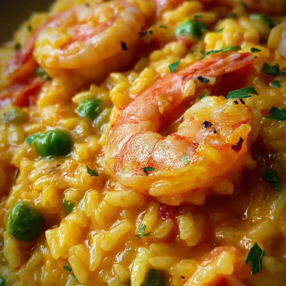 Saffron Risotto with Shrimp and Peas