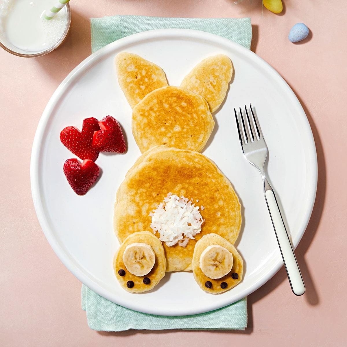 Bunny Face Pancake Art with Blueberry Eyes