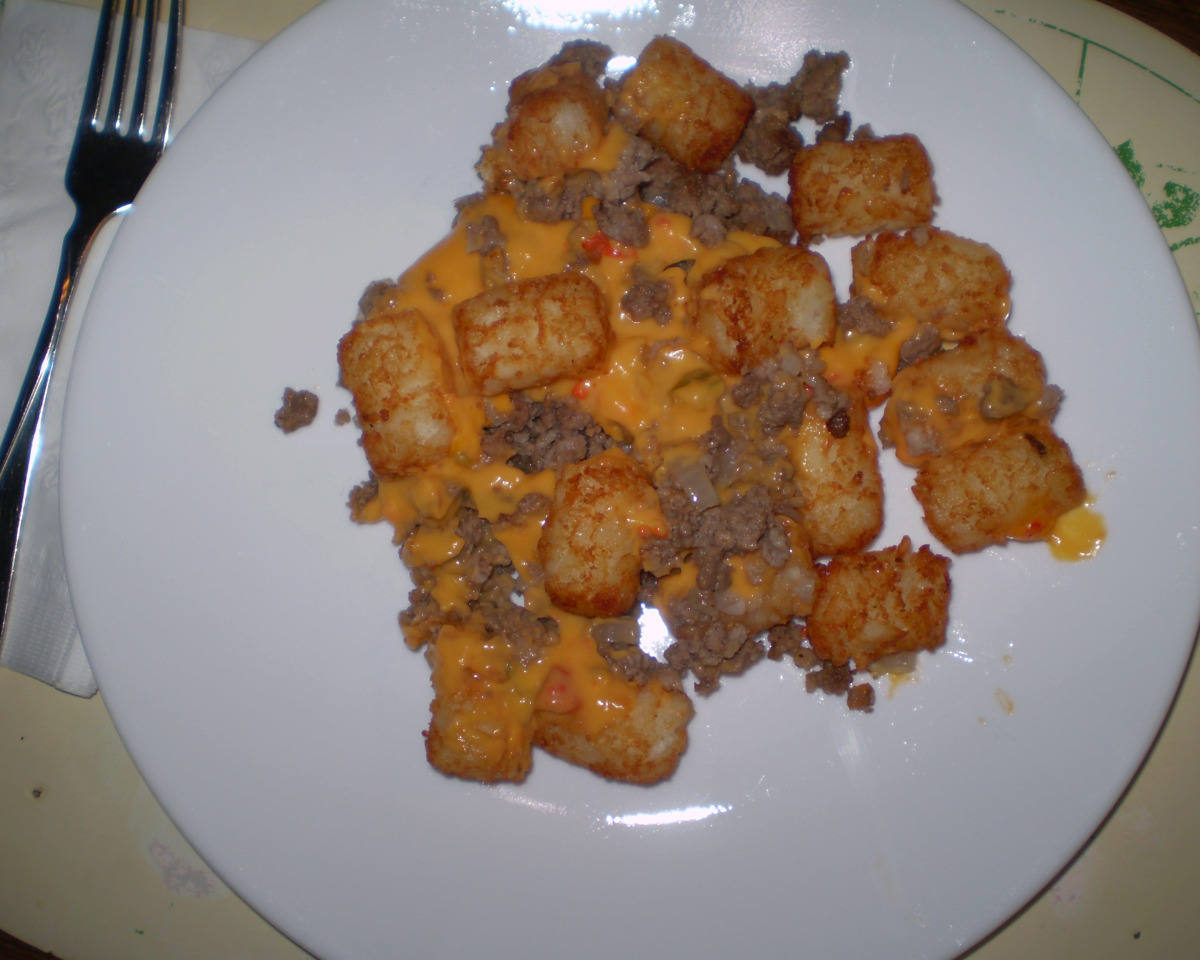 Beef and Onion Tater Tot Casserole