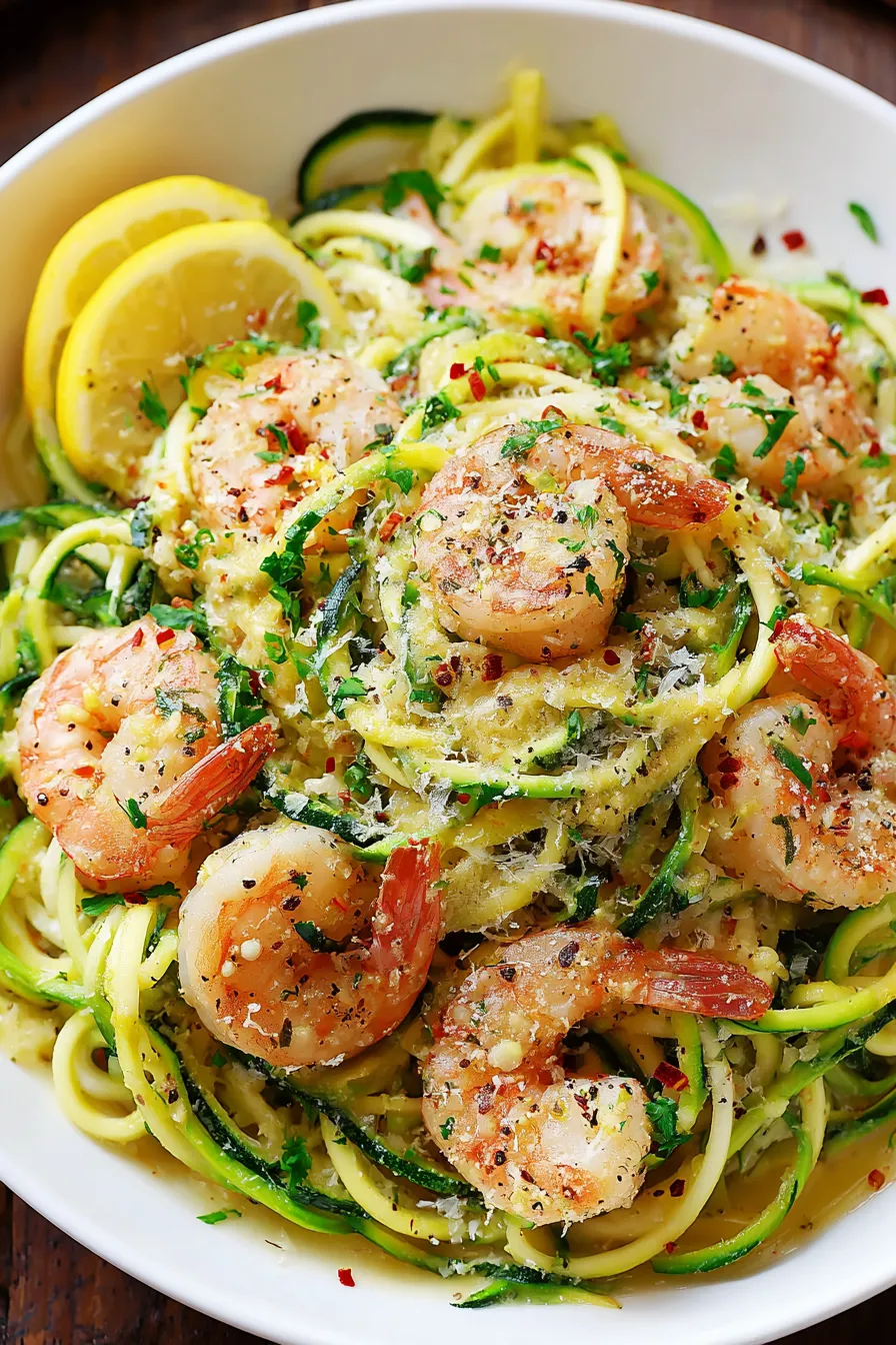 Lemon-Garlic Sizzling Shrimp with Zucchini
