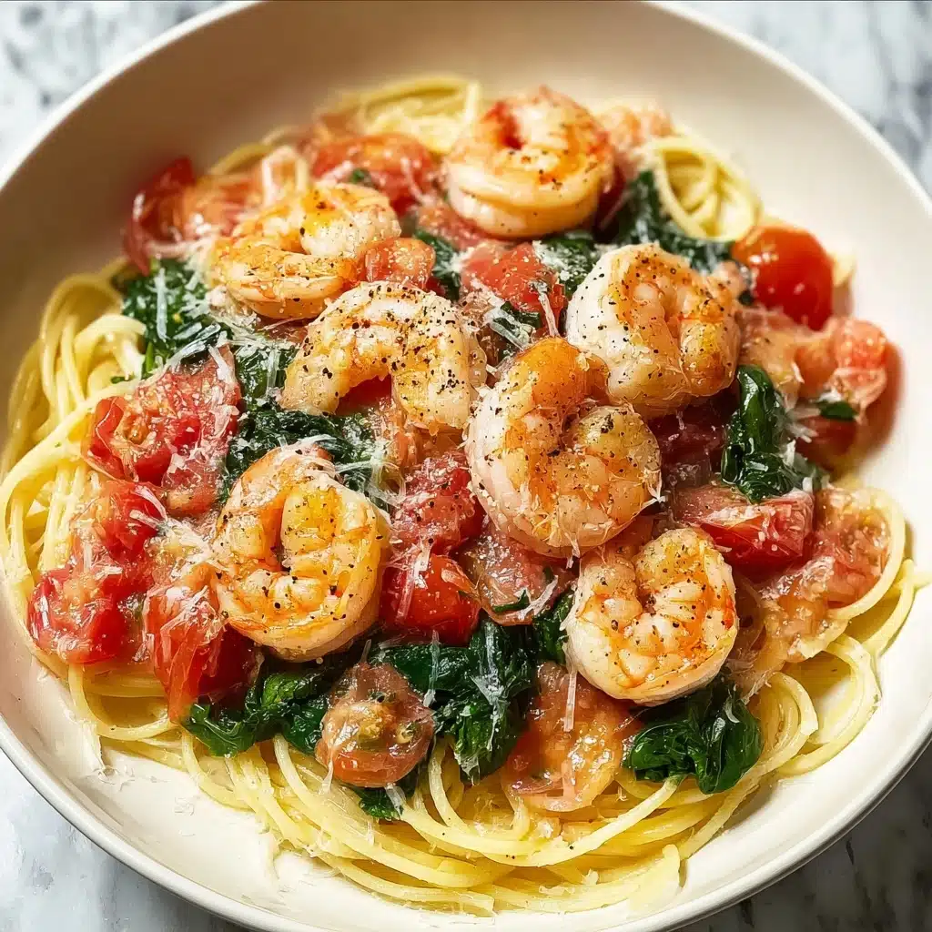 Tomato Spinach Shrimp Skillet