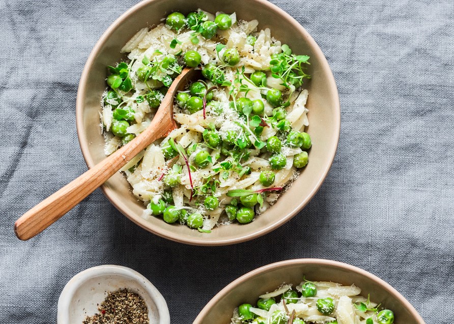 Pesto Orzotto with Fresh Peas