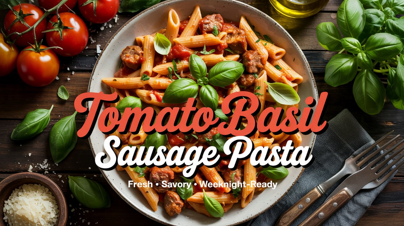 One-Pot Tomato Sausage Pasta with Fresh Basil