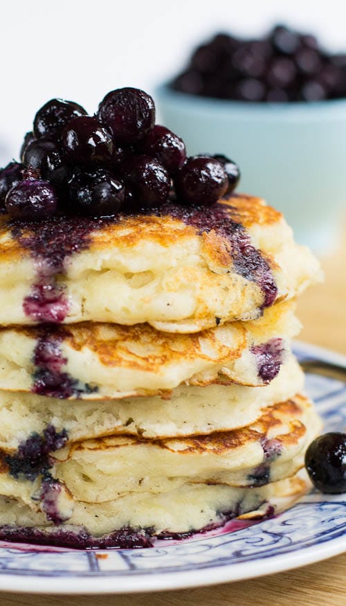 Savory Buttermilk Pancakes with Local Blueberry Compote