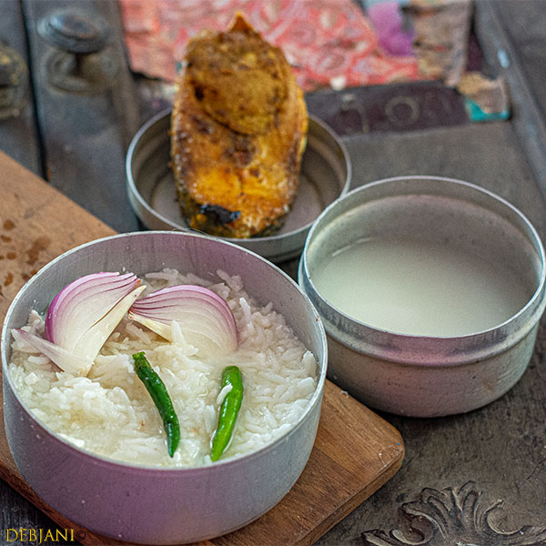 Panta Bhat with Steamed Mackerel and Boiled Potatoes