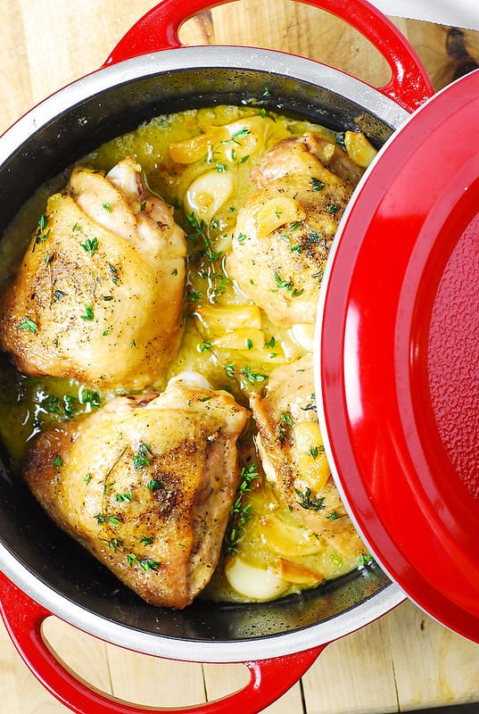 Sear-Grilled Chicken Thighs with Garlic and Thyme