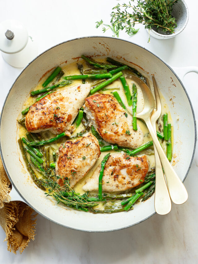 Baked Herb-Crusted Chicken with Asparagus