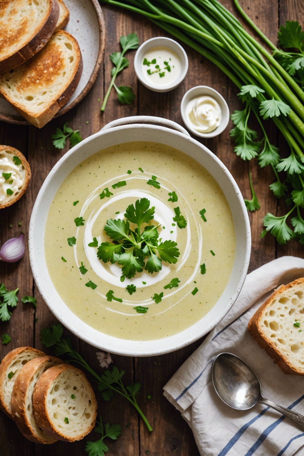 Slow-Cooked Spring Onion and Herb Potato Soup