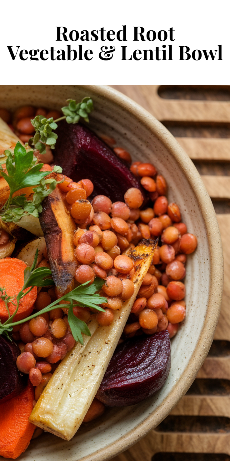 Rosemary-Roasted Root Vegetable and Lentil Bowl