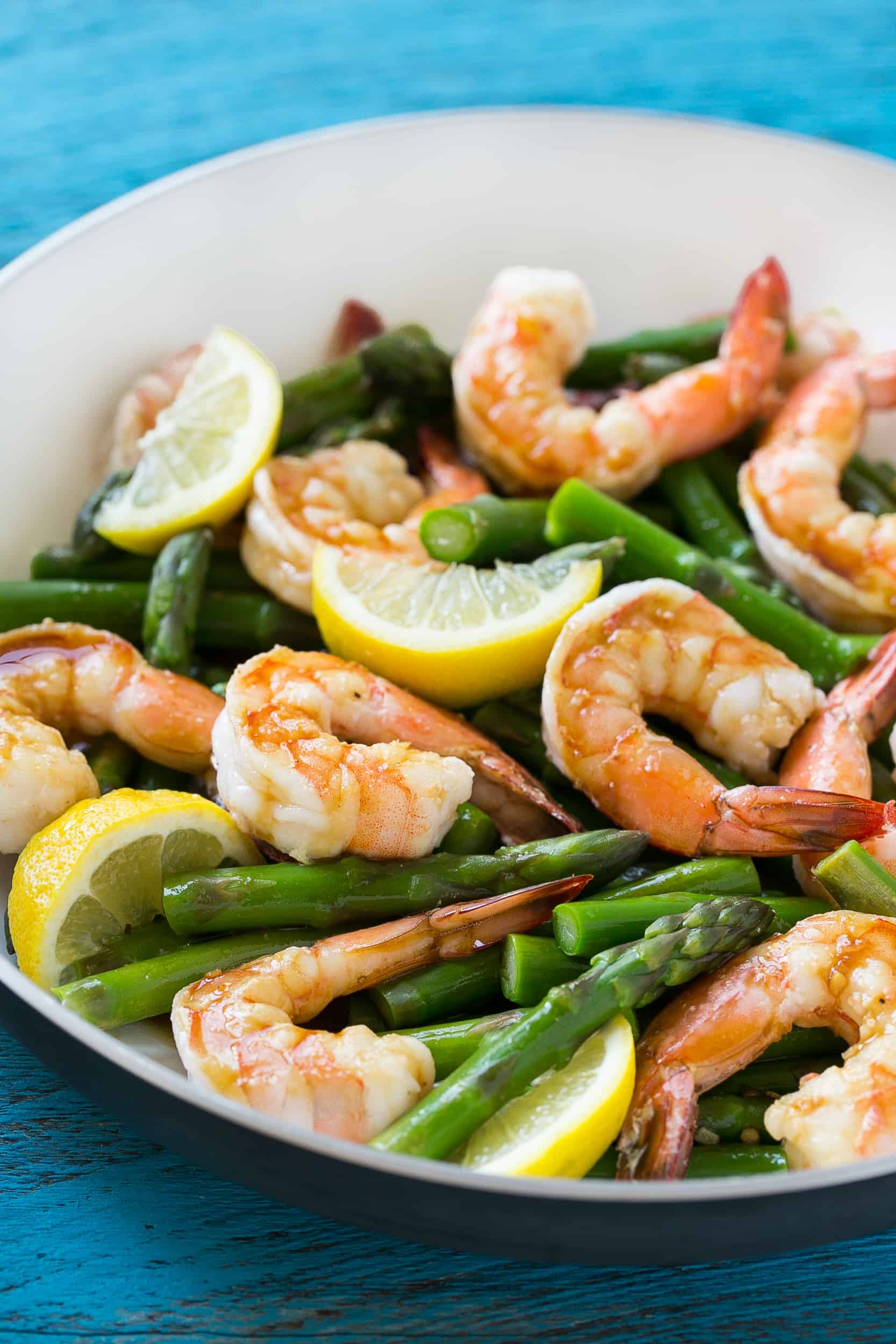 Saffron-Simmered Shrimp with Lemon and Asparagus