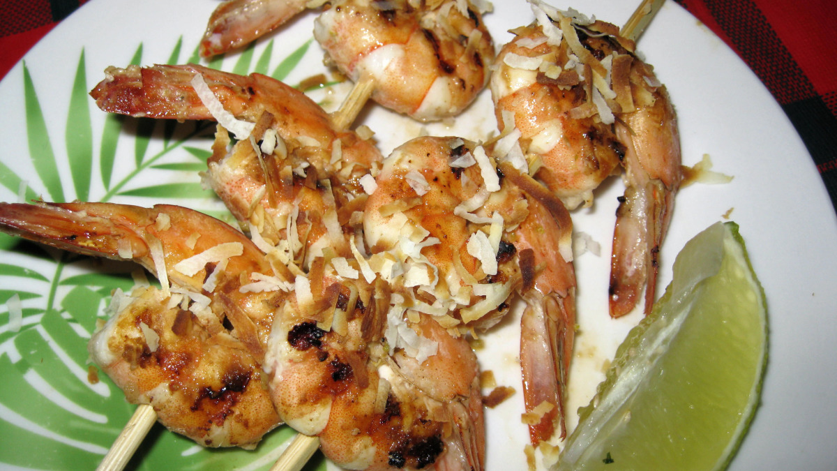 Coconut-Cilantro Shrimp Skewers with Lime Drizzle