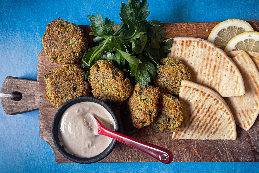 Crispy Baked Falafel with Tahini Sauce