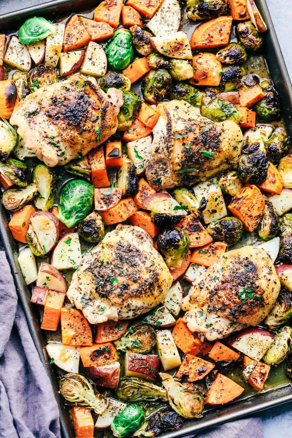 Sheet Pan Ginger-Garlic Chicken with Sweet Potato and Carrots