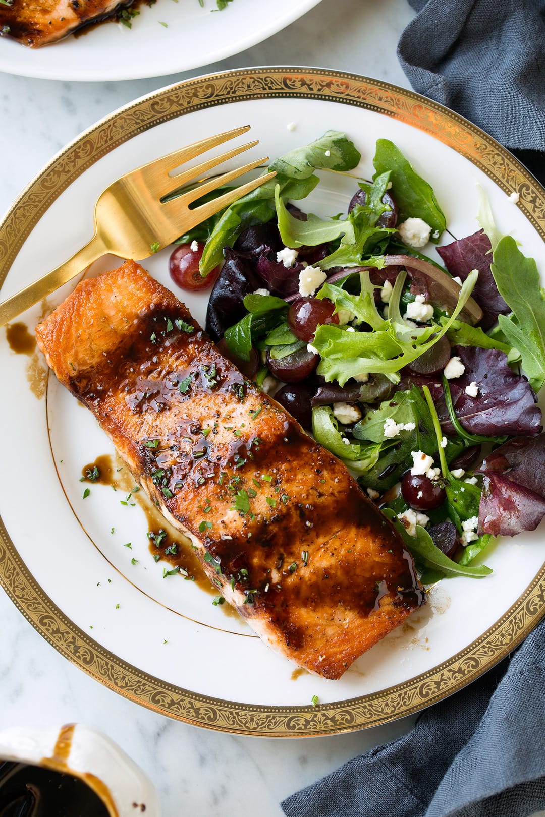 Maple-Balsamic Glazed Salmon with Sautéed Green Beans