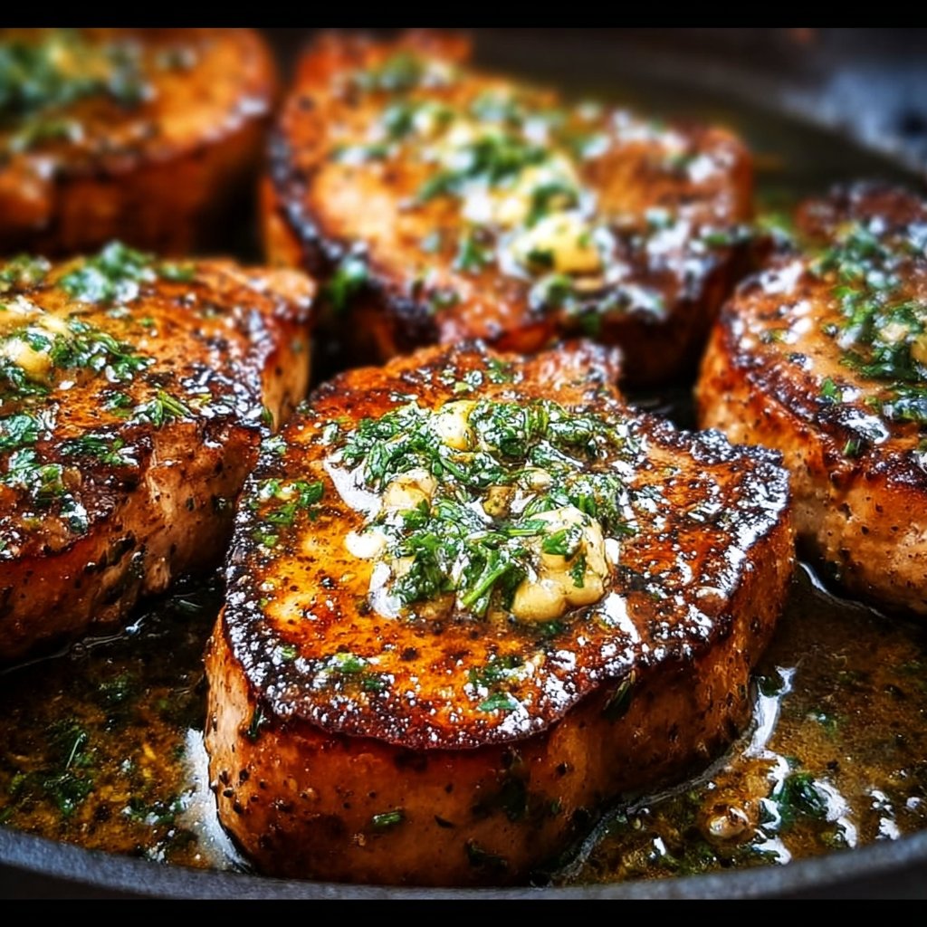 Pan-Seared Pork Chops with Dijon Garlic Butter