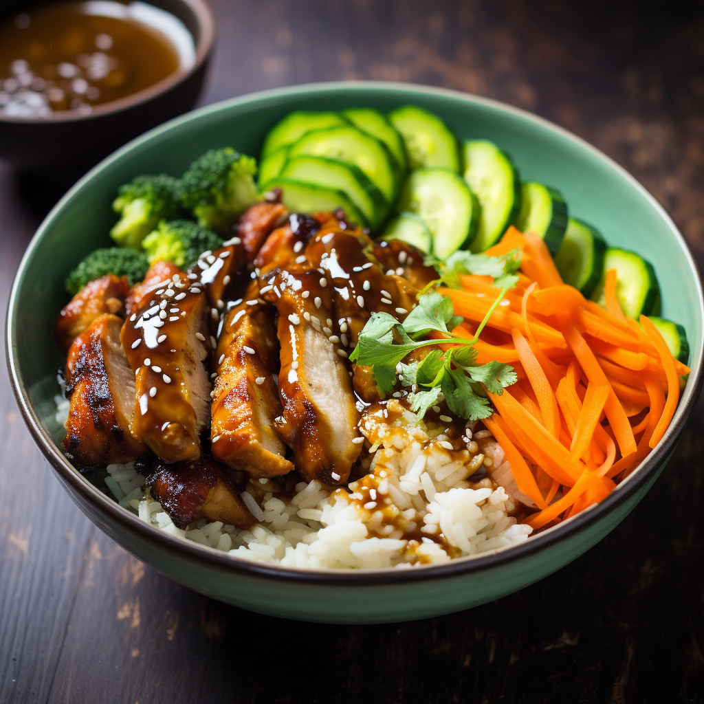 Japanese Miso-Glazed Chicken with Vietnamese Rice Noodles