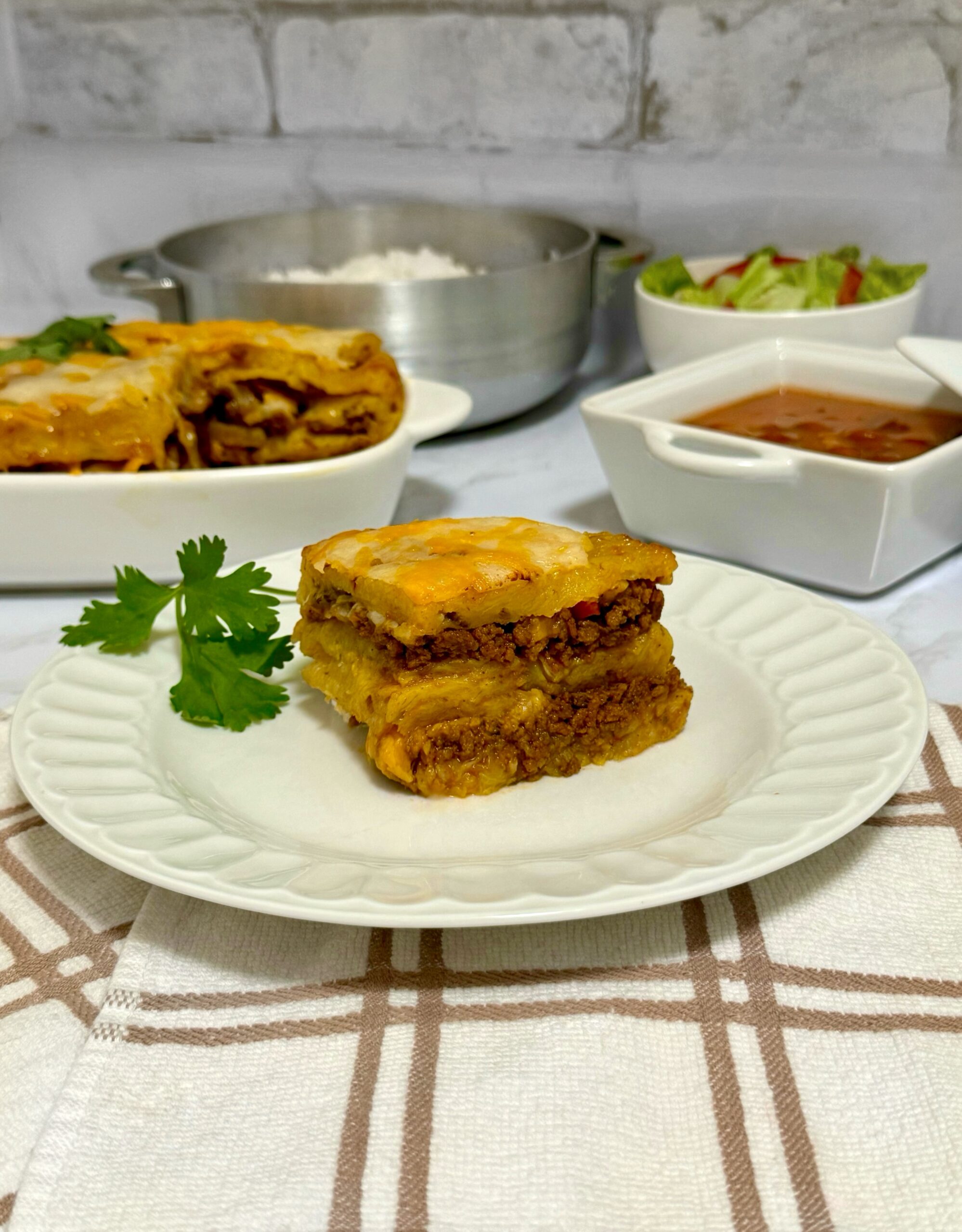 Vegetarian Pastelón with Plantains and Tomato Sauce