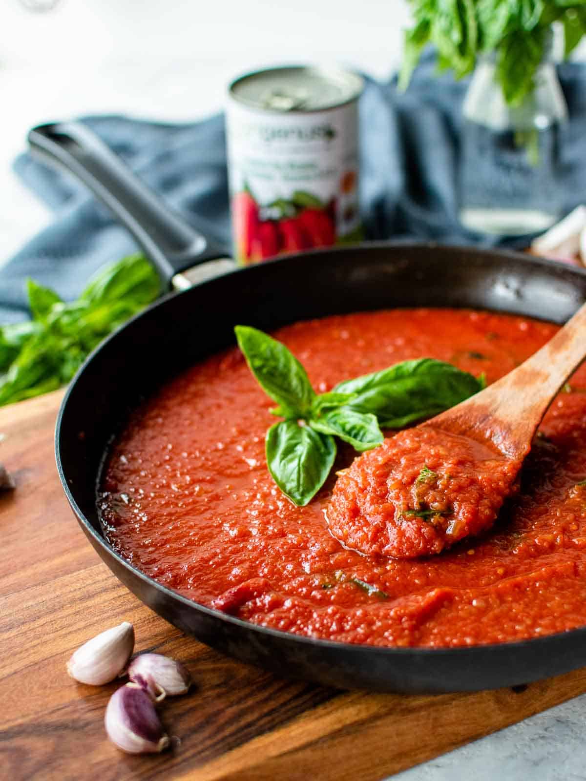 Simple San Marzano Tomato Sauce with Fresh Basil