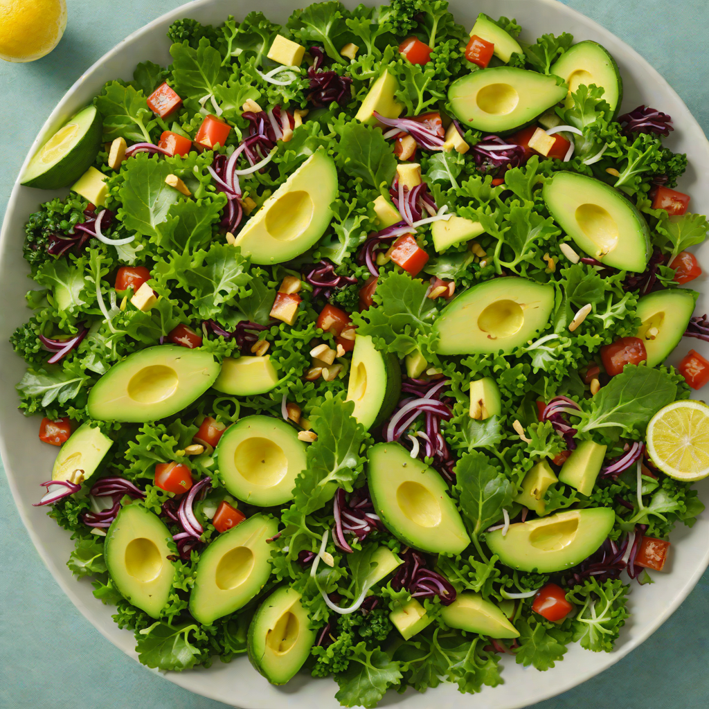 Tossed Kale and Avocado Salad with Lemon-Garlic Vinaigrette