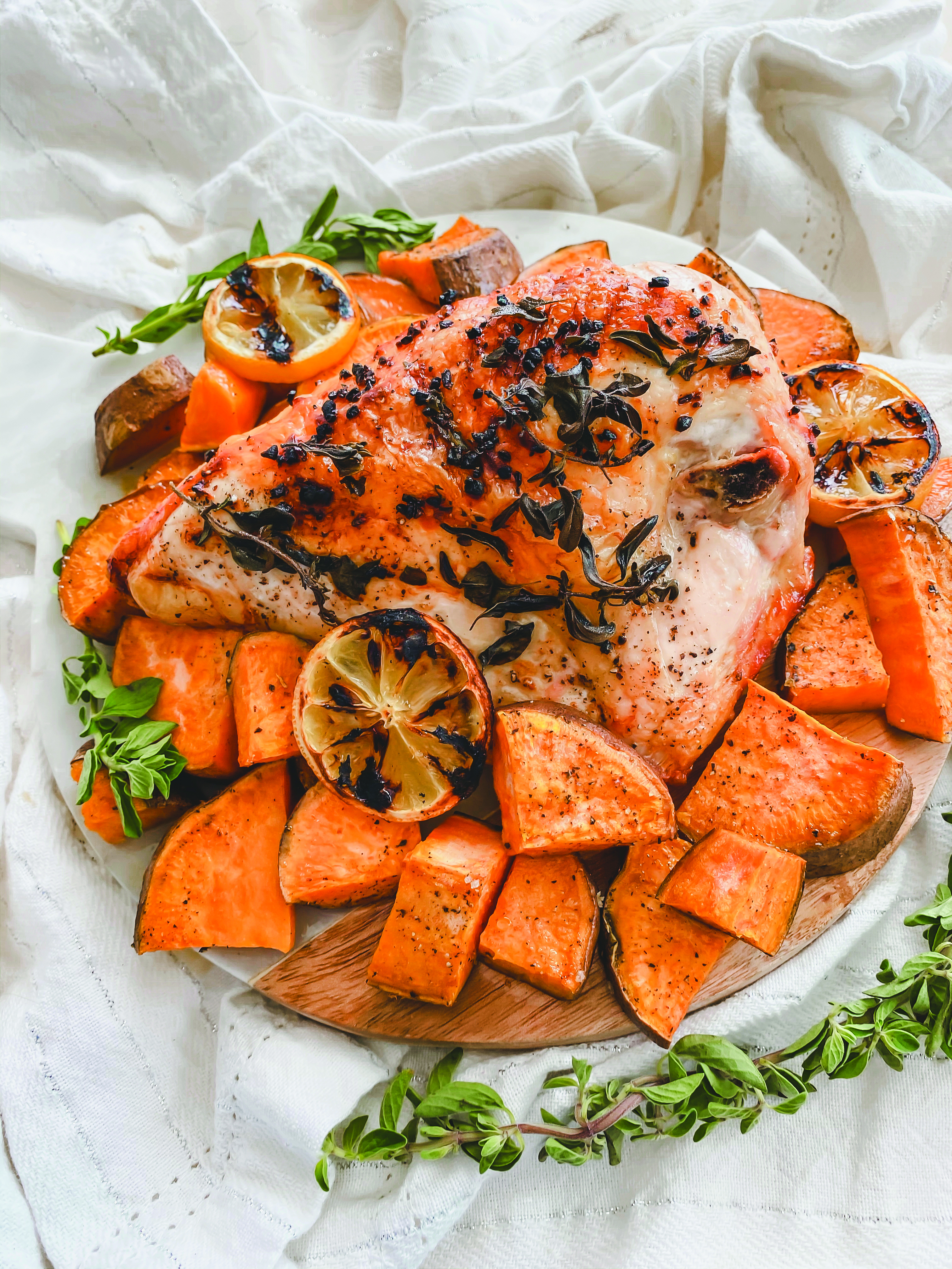 Mole Coloradito Chicken with Roasted Sweet Potatoes