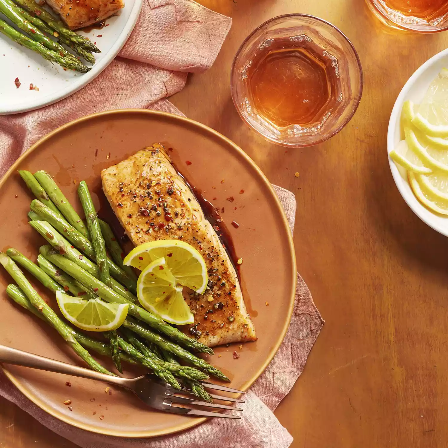 Honey-Glazed Salmon with Roasted Asparagus and Potatoes