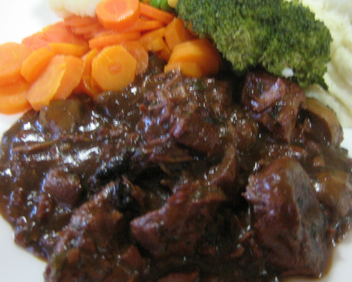 Sautéed Beef with Red Wine and Mushrooms