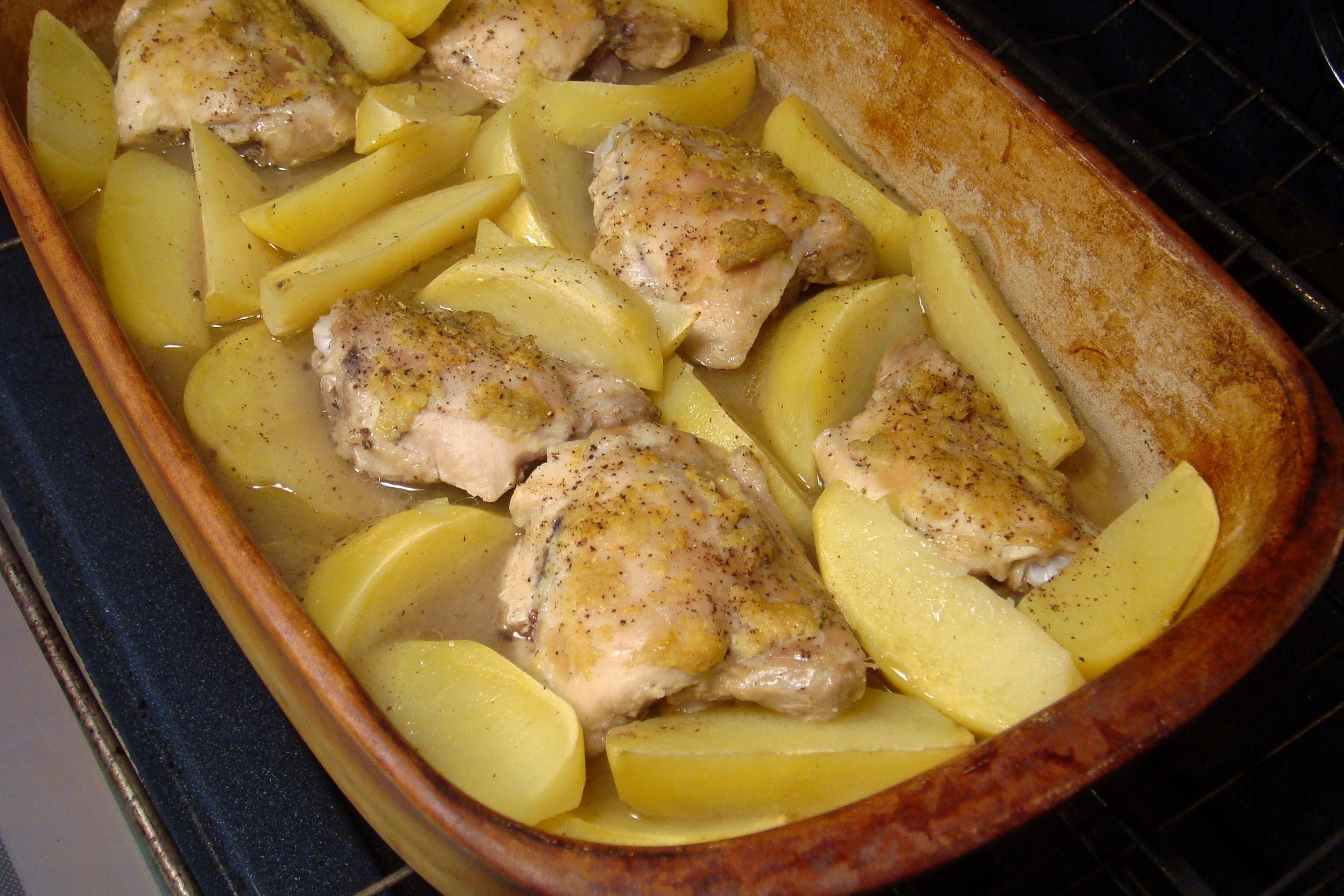 Garlic-Herb Chicken Thighs with Lemon-Dill Potatoes