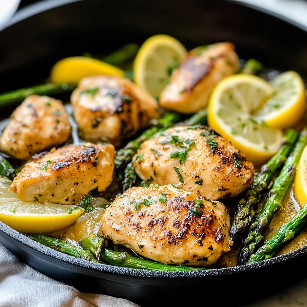 Lemon Garlic Pan-Seared Chicken Thighs with Asparagus
