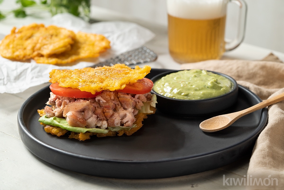 Twice-Fried Green Plantain Tostones with Garlic-Cilantro Mojo