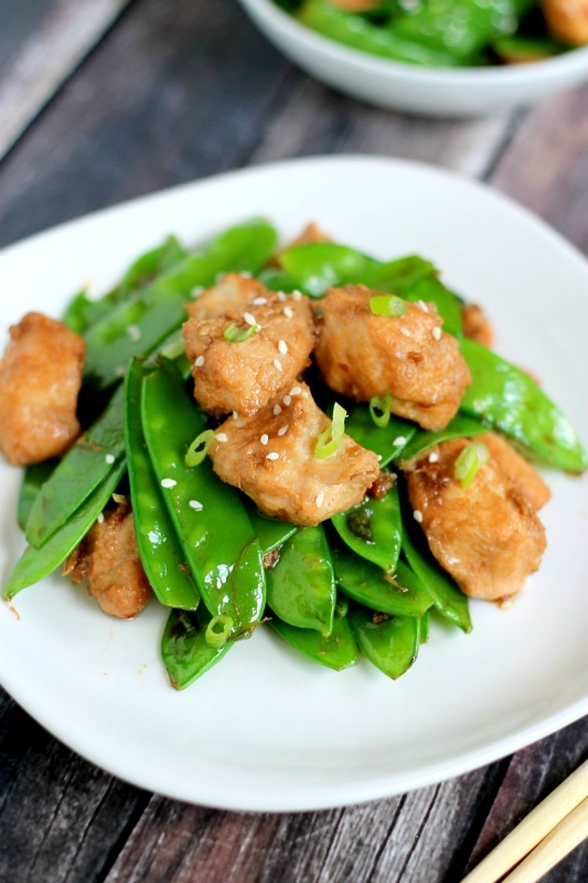 Stir-Fried Chicken and Snow Peas with Ginger