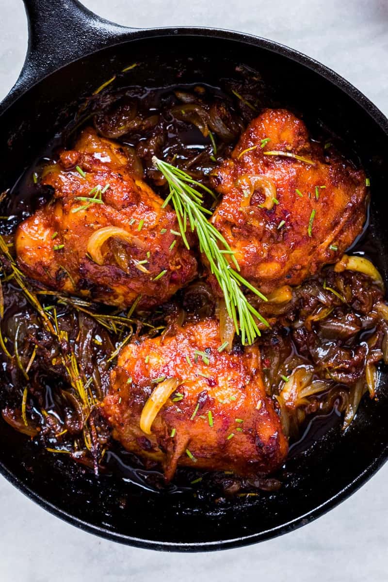 Sear-Style Chicken Thighs with Caramelized Onions and Mushrooms