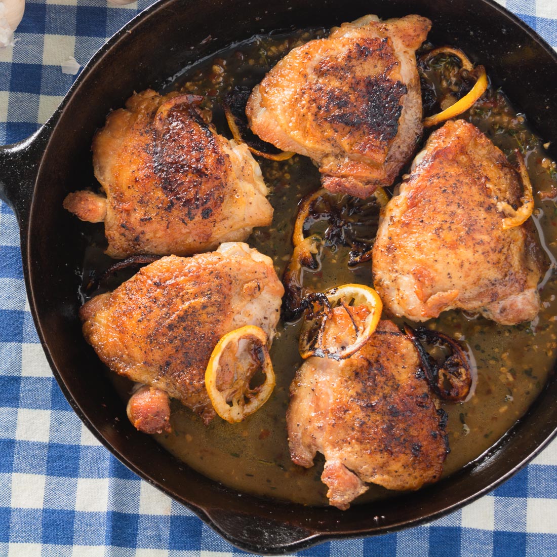 Pan-Seared Chicken Thighs with Lemon Zest and Thyme
