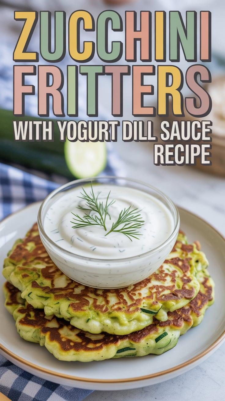 Cheesy Zucchini Fritters with Dill Yogurt