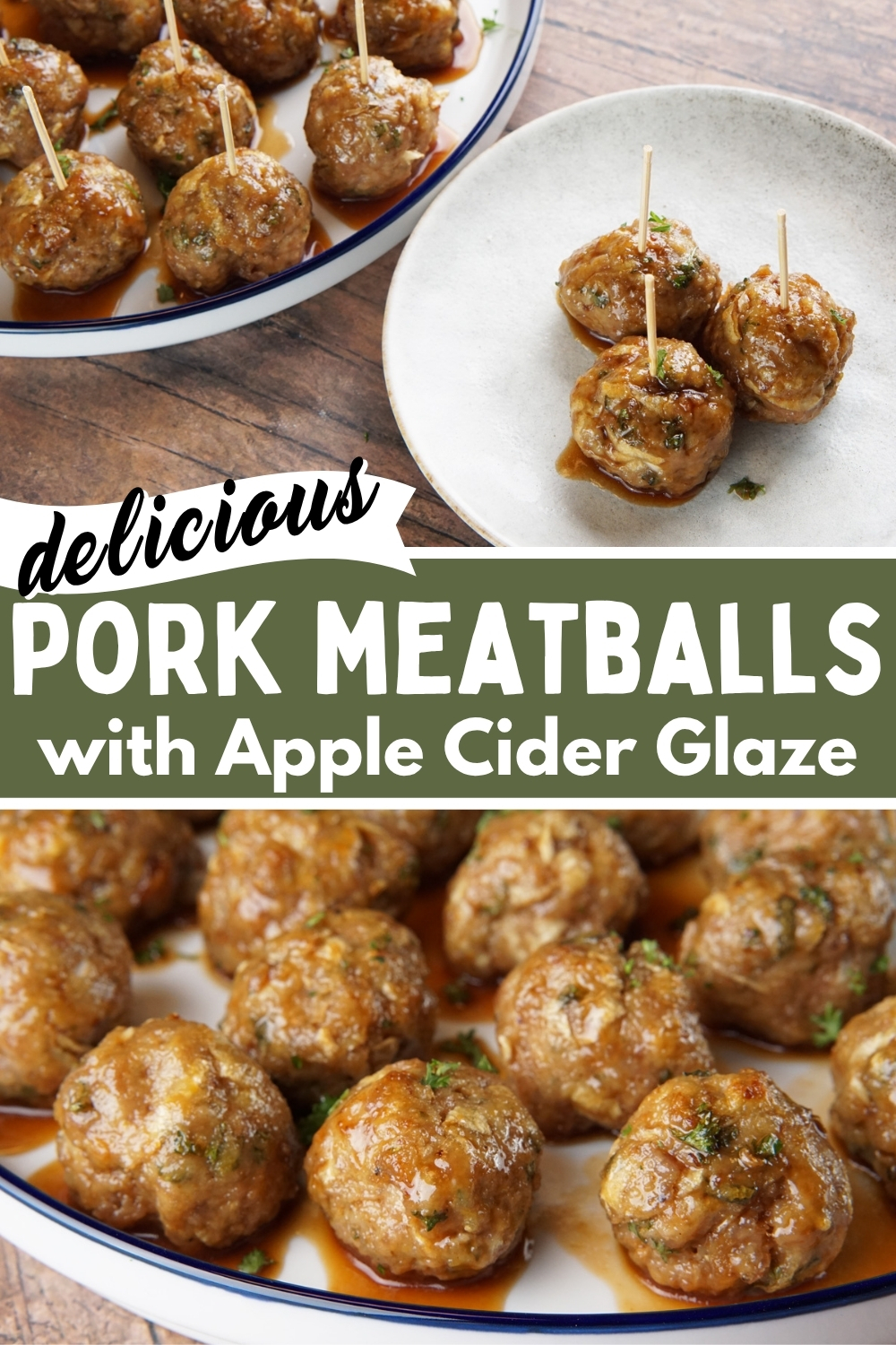 Crisp Pan-Seared Pork and Apple Meatballs with Apple Cider Glaze