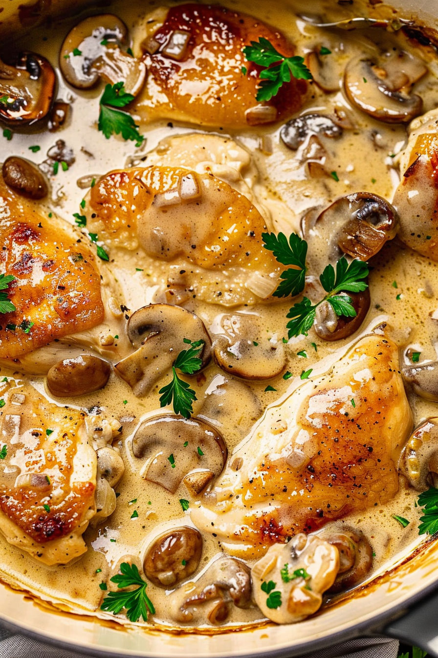 Pan-Seared Chicken with Garlic Mushroom Sauce