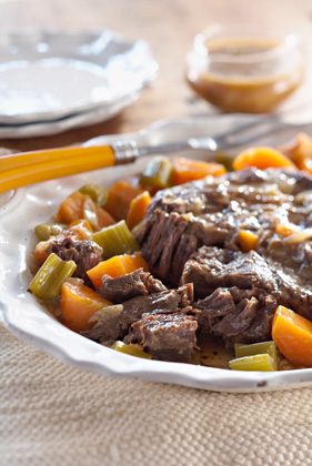 Herb-Sear Beef with Roasted Sweet Potatoes