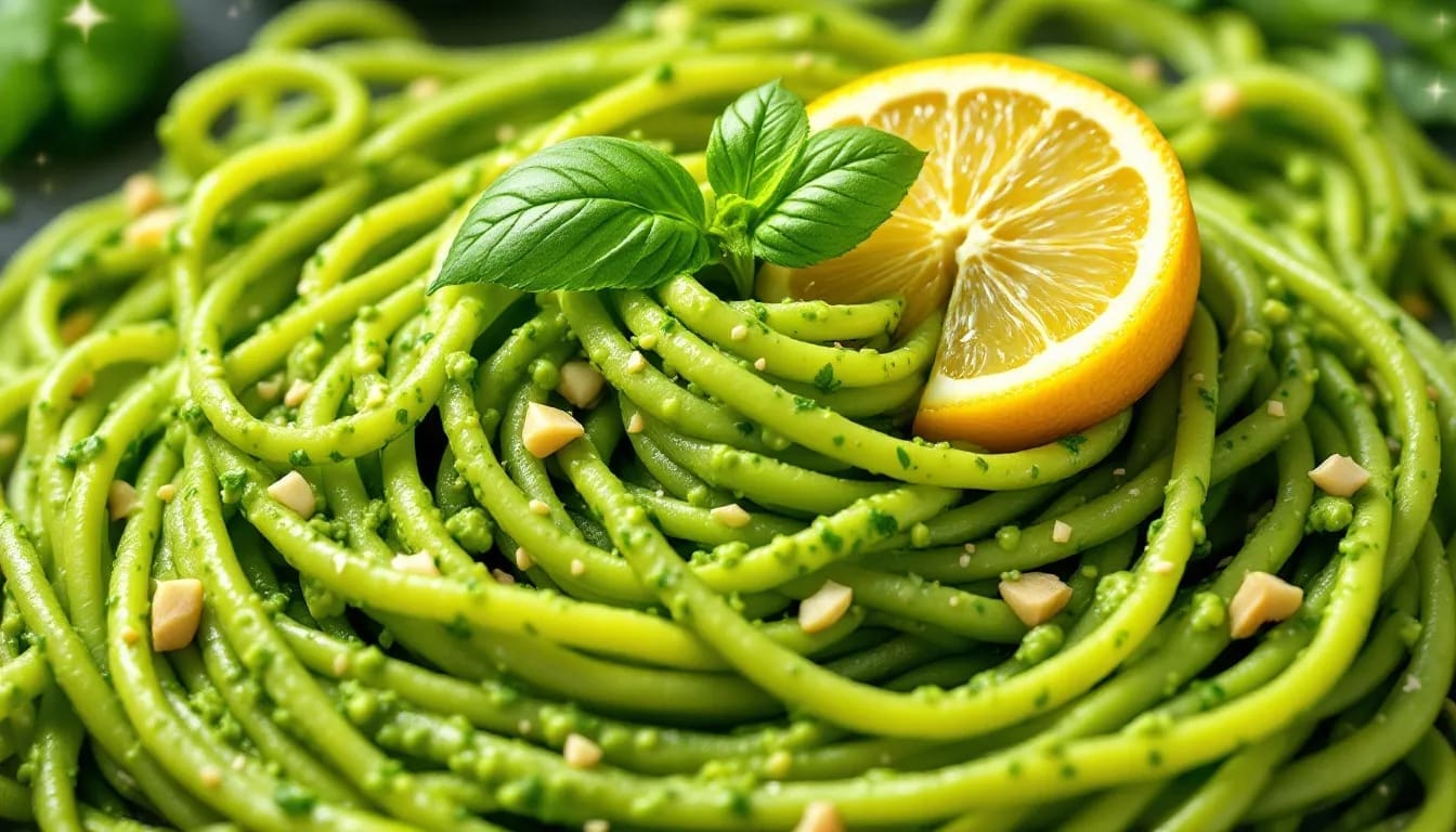 Sautéed Zucchini Noodles with Avocado and Pine Nuts