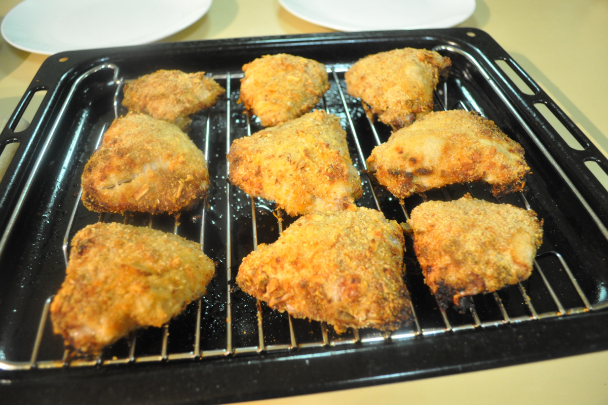 Buttermilk-Battered Chicken Thighs with Cornbread Crumbs