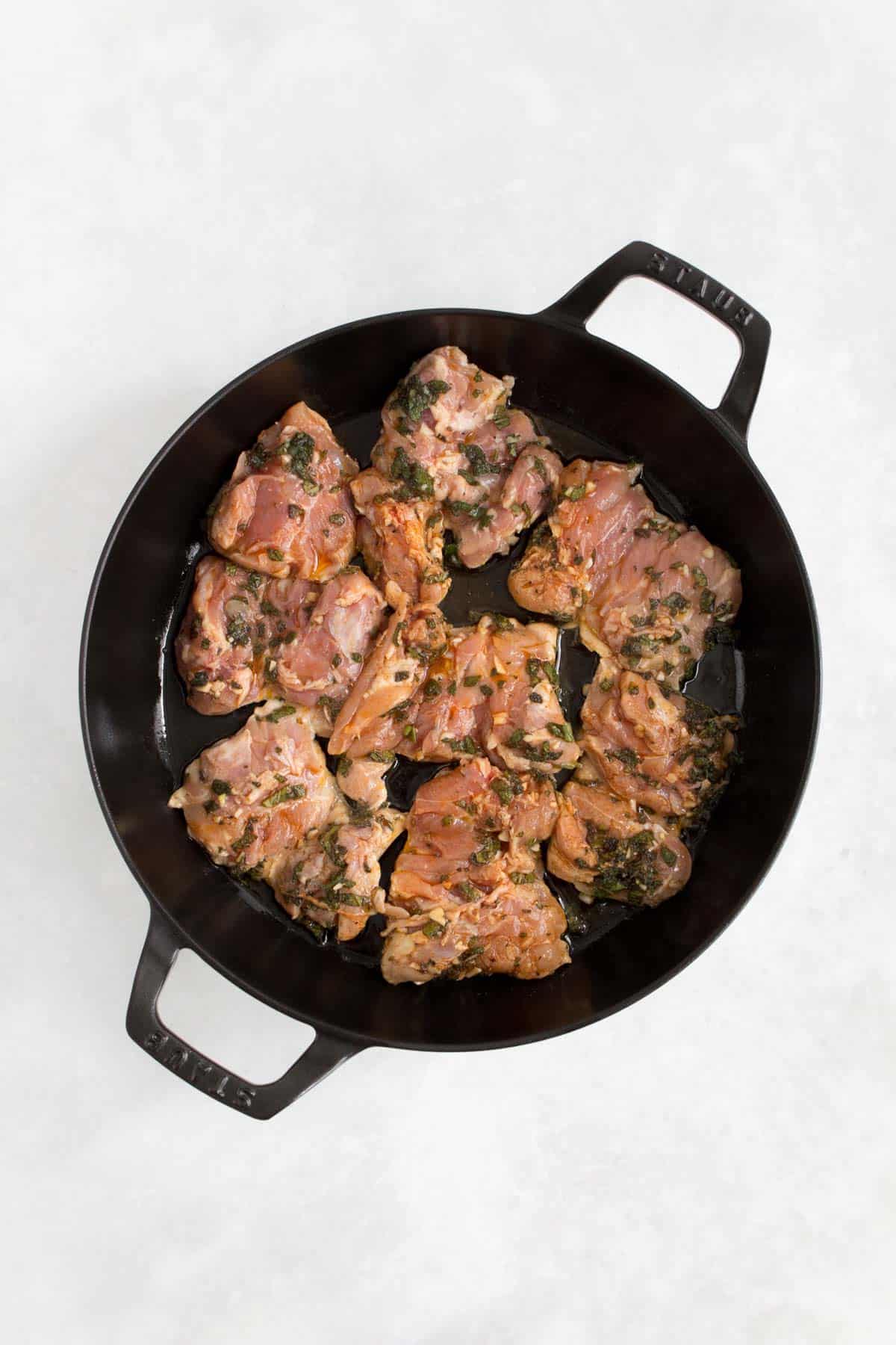 Sage-Roasted Chicken Thighs with Lemon-Zucchini