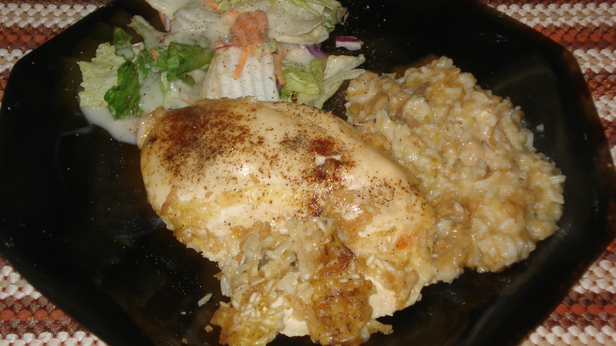 Layered Chicken and Vegetable Rice Bake